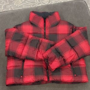 Old Navy Black and Red Plaid Puffer